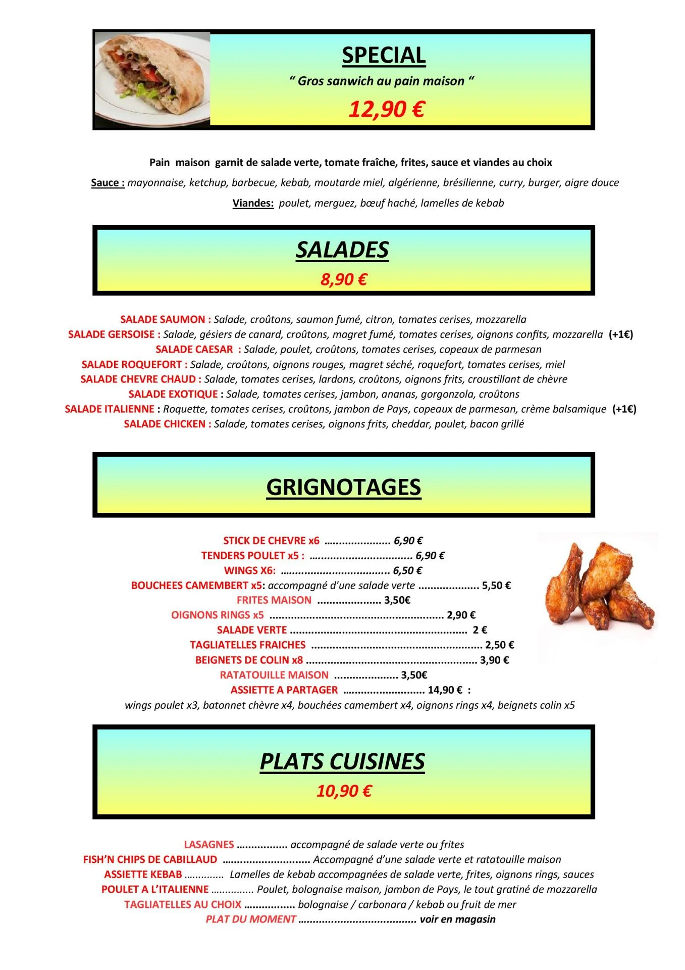 Carte dessert et menus pizz agnola 7