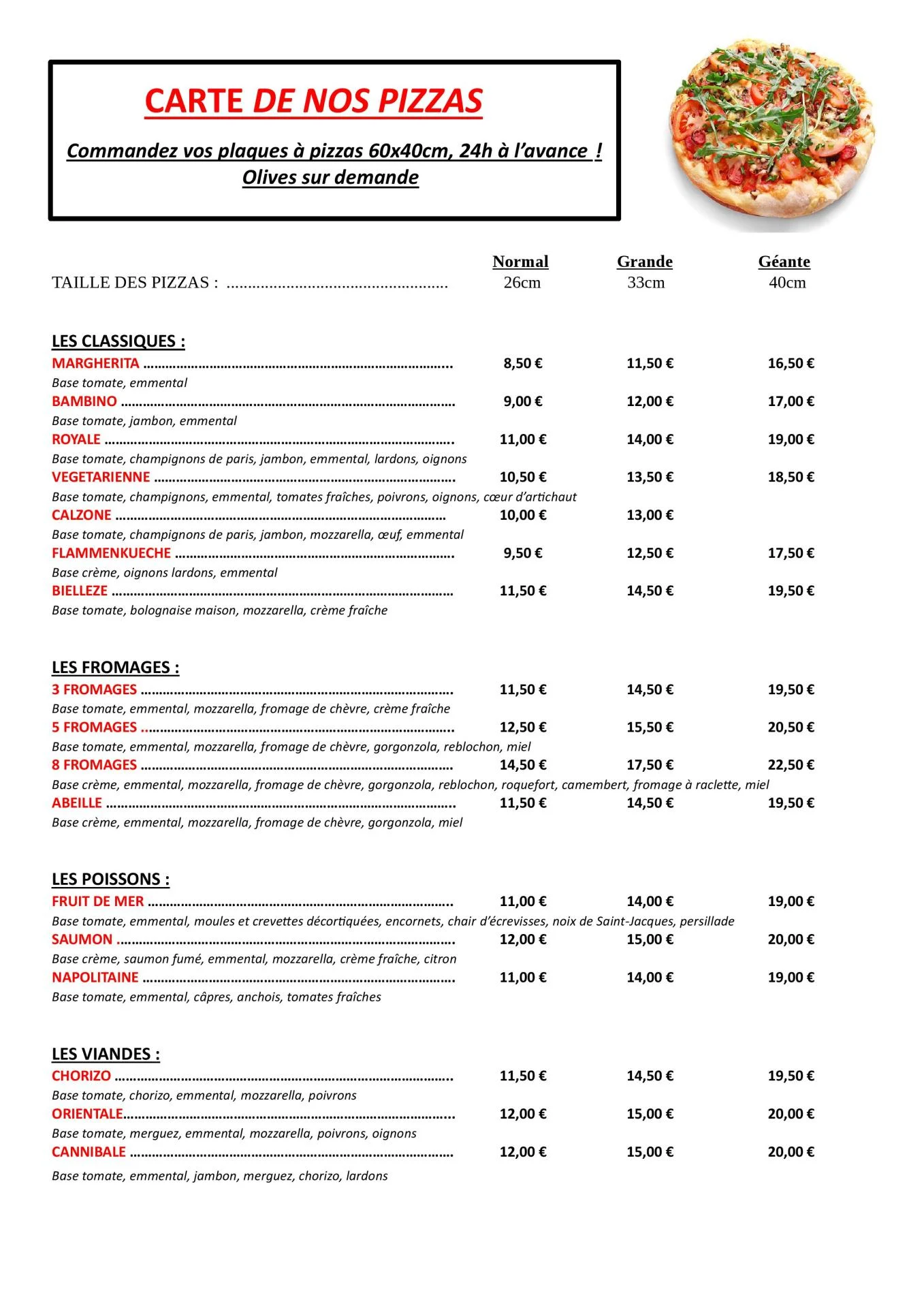 Carte pizza pizz agnola 1