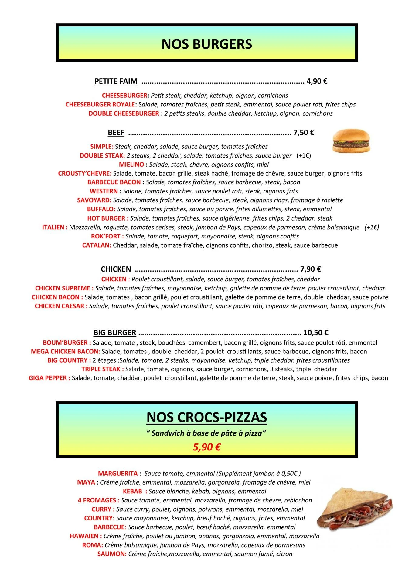 Carte snack pizz agnola 1